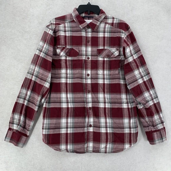 Columbia Other - Columbia Burgundy Texas A&M Aggie Button up Collared Soft Plaid Shirt Mens Med